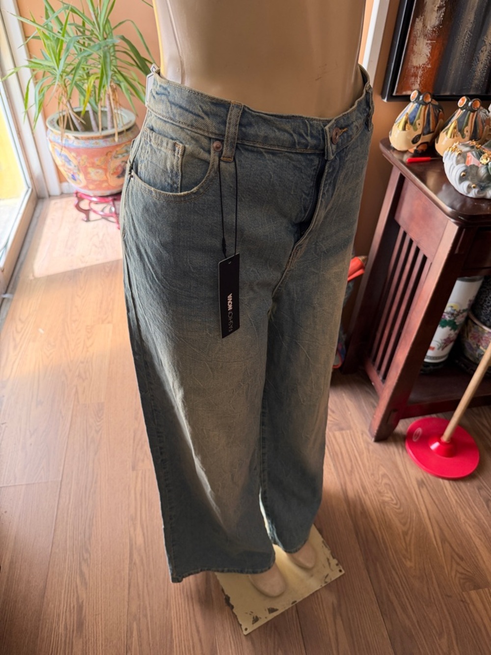 Fashion Nova Men's‎ Washed Blue Relaxed Wide-Leg Jeans
